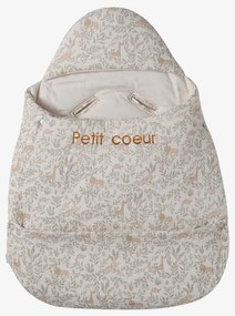 Ninho transformável, em gaze de algodão bege estampado