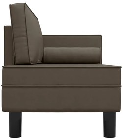 Chaise longue com almofadões e rolo couro artificial cinzento