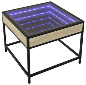 Mesa de centro luzes LED Infinity 50x50x41 cm carvalho sonoma