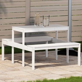 vidaXL Mesa de piquenique 110x134x75 cm madeira de pinho maciça branco