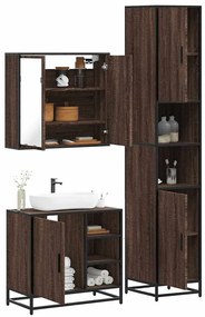 vidaXL 3 pcs conj. móveis WC derivados madeira cor carvalho castanho