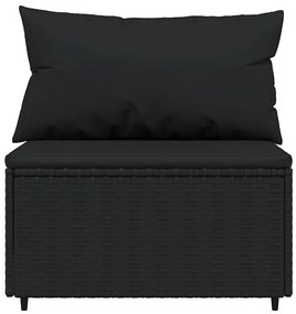 4 pcs conjunto lounge de jardim c/ almofadões vime PE preto