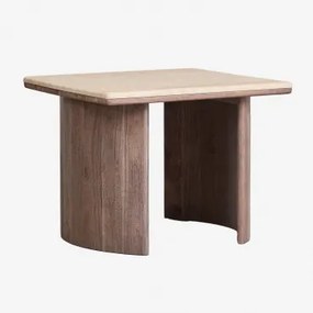 Mesa Lateral Casilda Em Madeira De Travertino E Acácia Travertine & 55 X 55 X 45 Cm - Sklum