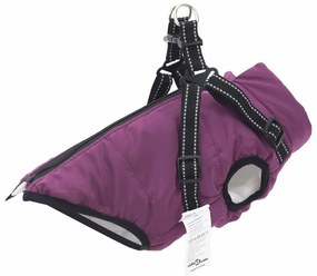 vidaXL Casaco para Cães com arnês Roxo L24 Velo e Poliéster