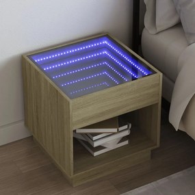 vidaXL Mesa de cabeceira c/ LED Infinity 50x50x50 cm carvalho sonoma