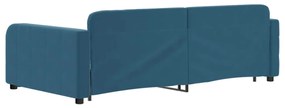 Sofá-cama com gavetão 100x200 cm veludo azul
