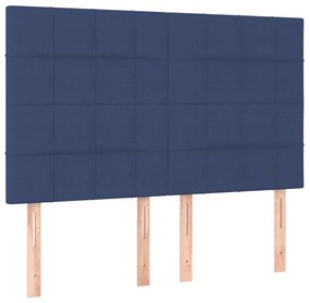 Estrutura de cama c/ cabeceira 140x190 cm tecido azul