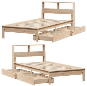 Cama com estante sem colchão 100x200 cm pinho maciço