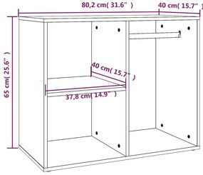 Toucador 80x40x65 cm derivados de madeira Branco brilhante