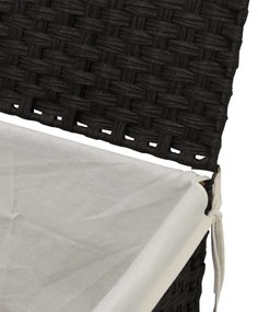 Cesto para roupa suja com tampa 55,5x35x34 cm vime PE preto