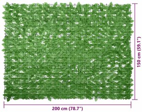 Tela de varanda com folhas verdes 200x150 cm