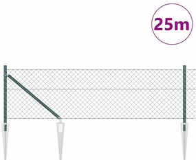 Conjunto de Postes de Cerca Verde 0.4 x 25 m Aço Galvanizado