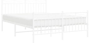 Estrutura de cama com cabeceira e pés 135x190 cm metal branco