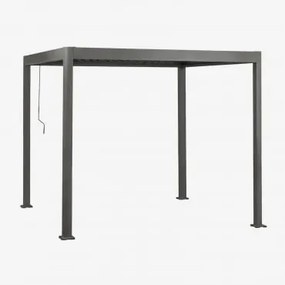 Pérgola Bioclimática De Alumínio Com Lâminas Druvia Cinza Grafito & 3 X 3 M - Sklum
