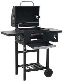 Forno para pizza e churrasqueira de exterior 3-em-1 preto