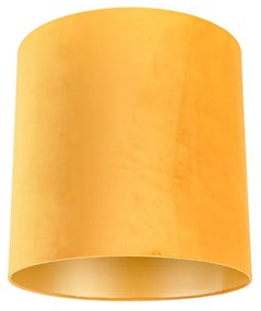 Abajur veludo amarelo 40/40/40 com interior dourado