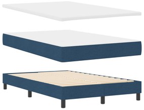 Cama Box Spring com Colchão e Banco Azul 120x190 cm Tecido