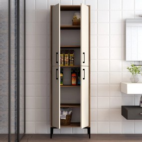 Armário Multiusos Berlin A – Nogueira e Creme – 60x200x35 cm