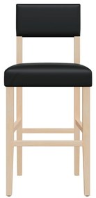 Cadeiras de bar 2 pcs seringueira maciça e couro artificial