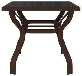 Mesa de jardim 140x70x70 cm aço e vidro castanho/preto