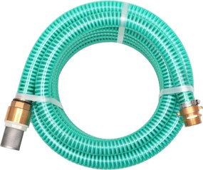 vidaXL Mangueira de sucção com conectores de latão 7 m 25 mm verde