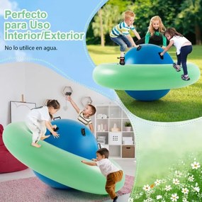 Baloiço insuflável em forma de cúpula para crianças com mais de 5 anos com 6 pegas incorporadas Baloiço insuflável em forma de cúpula 223 x 123 cm Azu