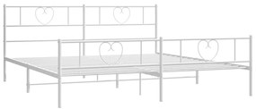 Estrutura de cama com cabeceira e pés 193x203 cm metal branco