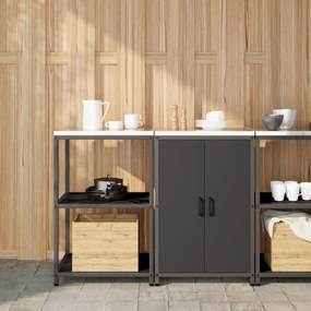vidaXL Conjunto de Armazenamento de Cozinha com prateleira 2 pcs Preto
