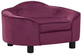 vidaXL Sofá para cães 67x47x36 cm pelúcia bordô