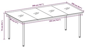 7 pcs conjunto de jantar para jardim com almofadões preto