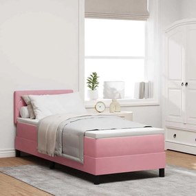 vidaXL Cama Box com colchão com cabeceira Rosa 80 x 200 cm Veludo