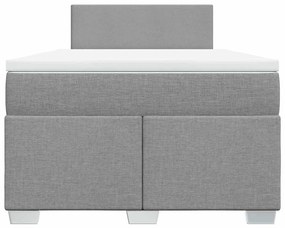 Cama boxspring com colchão 120x190 cm tecido cinzento-claro