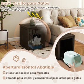 Móvel Caixa Areia para gatos interior e exterior 60 x 47 x 54,5 cm com recinto para caixa de areia (NÃO INCLUIDA), porta frontal rebatível Castanha