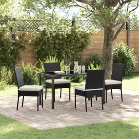 Conjunto de 5 Peças para Jantar no Jardim Preto Rattan Poliéster
