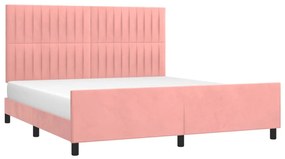 Estrutura de cama c/ cabeceira 180x200 cm veludo rosa