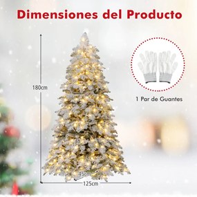 Árvore de Natal artificial de 180 cm com neve artificial, 130 bolinhas brilhantes, luzes LED (DECORAÇÕES NÃO INCLUIDAS), 616 pontas de galhos e 8 modo