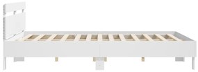 Estrutura de cama com cabeceira e luzes LED 160x200 cm branco