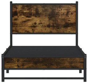 Estrutura de cama sem colchão 75x190 cm metal carvalho fumado