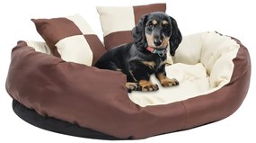 vidaXL Almofadão p/ cães reversível lavável 85x70x20 cm castanho/creme