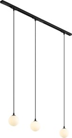 Modern railsysteem zwart met 3 hanglampen wit 1-fase - Iconic Perle