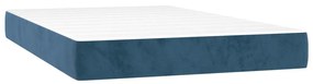 Cama boxspring com colchão 120x200 cm veludo azul-escuro