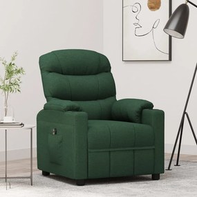 vidaXL Poltrona elétrica reclinável tecido verde-escuro