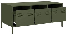 Mesa centro 101,5x50x43,5 cm aço laminado a frio verde-azeitona