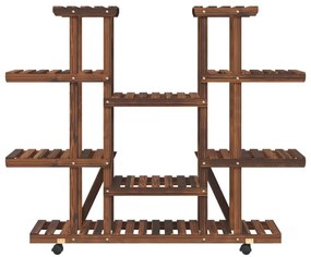 Suporte de plantas com rodas 110x25x115 cm abeto maciço