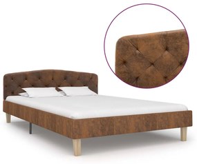 Estrutura de cama 120x200 cm camurça artificial castanho