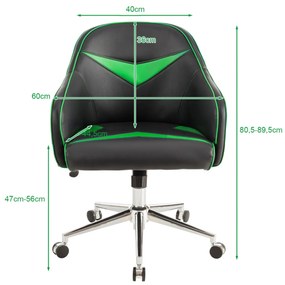 Cadeira escritório com Altura Ajustável e Inclinação para Casa escritorio 60 x 57 x 80-89,5 cm Verde