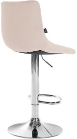 Conjunto de 2 bancos de bar Jerry em veludo com estrutura cromada 87-108,5 x 43 x 46,5 cm Bege