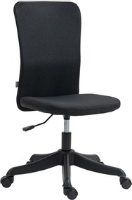 HOMCOM Cadeira de Escritório sem Apoio para os Braços Estofada em Linho Sintético com Altura Ajustável 53x43x85-93 cm Preto | Aosom Portugal