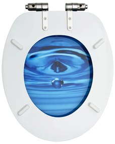 Assento sanita c/ tampa fecho suave MDF design gotas água azul