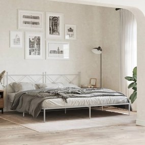 vidaXL Estrutura de cama com cabeceira 193x203 cm metal branco